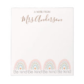 Schöne Niedliche Boho Rainbow Lehrer Wertschätzung Notizblock (Vorderseite)