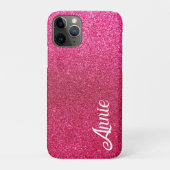Schöne, Niedliche, Hot-Pink-Imitate Glitzer Name Case-Mate iPhone Hülle (Rückseite)