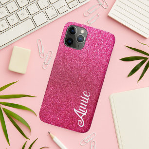 Schöne, Niedliche, Hot-Pink-Imitate Glitzer Name Case-Mate iPhone Hülle