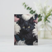 Schöne Niedliche Katze unter den Blume Postkarte (Stehend Vorderseite)