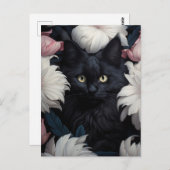 Schöne Niedliche Katze unter den Blume Postkarte (Vorne/Hinten)