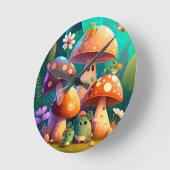 Schöne niedliche Pilze Runde Wanduhr (Winkel)