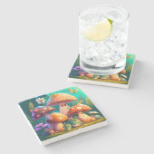 Schöne niedliche Pilze Steinuntersetzer (Seitenansicht)