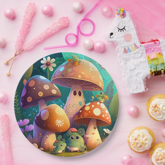 Schöne niedliche Pilzpapiere Teller (Party)