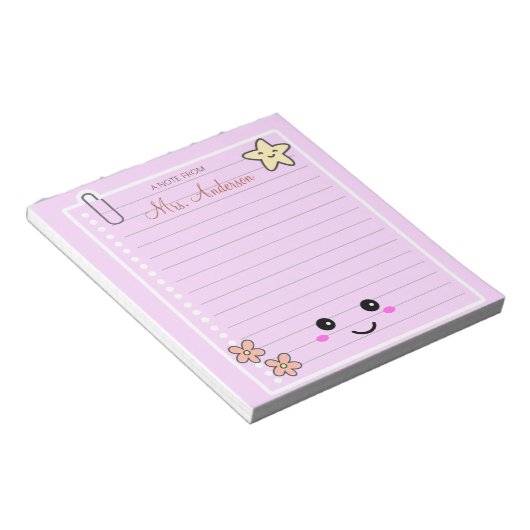 Schöne Niedliche Pink Teacher Wertschätzung Notizblock (angewinkelt)