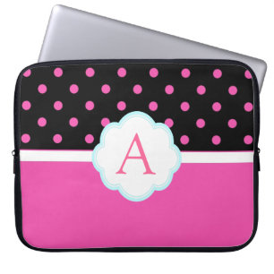 Schöne niedliche, süß-rosa und schwarze Polka-Punk Laptopschutzhülle