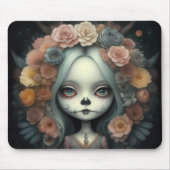 schöne niedliche Whimsikchibi Mädchen mit Blume Mousepad (Vorne)