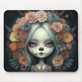 schöne niedliche Whimsikchibi Mädchen mit Blume Mousepad
