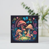 Schöne niedliche Zauberpilze Einladung (Stehend Vorderseite)