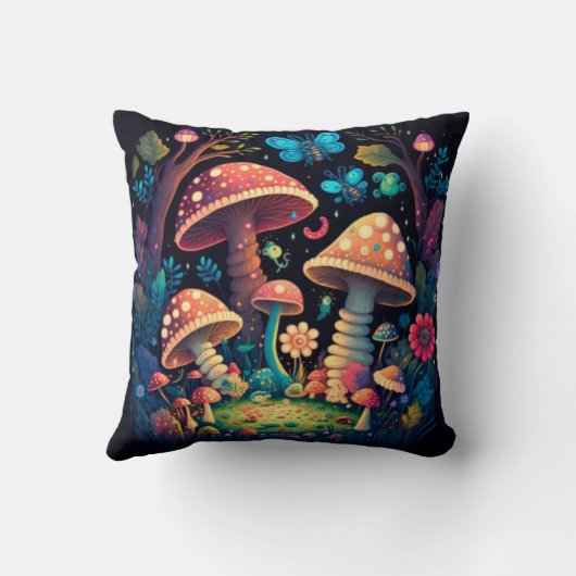 Schöne niedliche Zauberpilze Kissen (Rückseite)