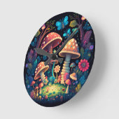 Schöne niedliche Zauberpilze Runde Wanduhr (Winkel)