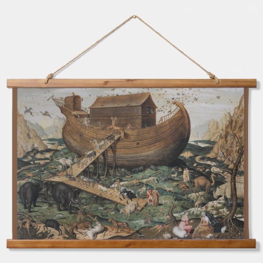 Schöne Noah's Ark detaillierte Ölgemälde Repro Wandteppich Mit Holzrahmen (Vorne)