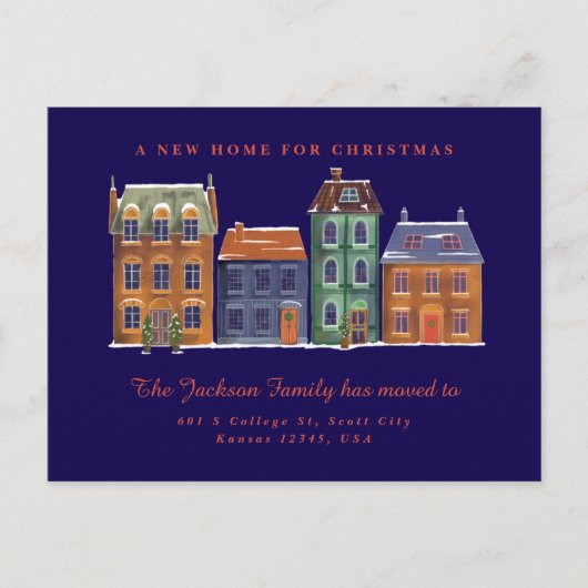 Schöne Nordic Town View Snowy Landschaft Postkarte (Vorderseite)