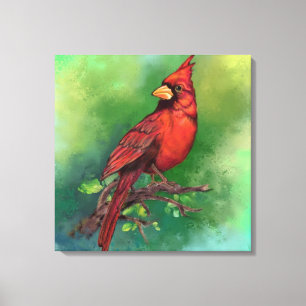 Schöne Nordkardinal-Vogelmalerei Kunst  Leinwanddruck