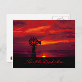Schöne "North Dakota" Windmühle am Sonnenuntergang Postkarte (Vorne/Hinten)