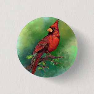 Schöne Northern Red Kardinal Bird Malerei Art  Button