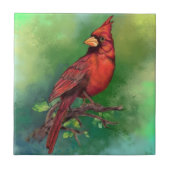 Schöne Northern Red Kardinal Bird Malerei Art  Fliese (Vorderseite)