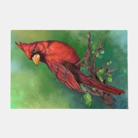 Schöne Northern Red Kardinal Bird Malerei Art Fußmatte (Vorderseite)