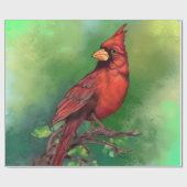 Schöne Northern Red Kardinal Bird Malerei Art  Geschenkpapier (Flach)