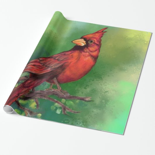 Schöne Northern Red Kardinal Bird Malerei Art Geschenkpapier (Ungerollt)