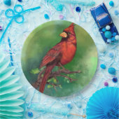 Schöne Northern Red Kardinal Bird Malerei Art  Pappteller (Party)