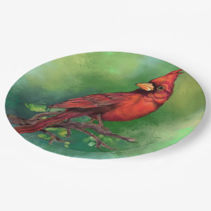 Schöne Northern Red Kardinal Bird Malerei Art Pappteller