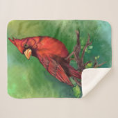 Schöne Northern Red Kardinal Bird Malerei Art  Sherpadecke (Vorderseite (Horizontal))