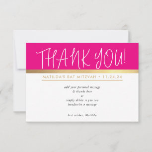 SCHÖNE NOTIZ ultra trendy rosa schwarz gold Dankeskarte