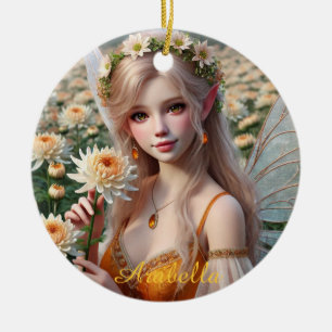 Schöne November Fee in Chrysanthema Keramik Ornament