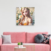 Schöne November Fee in Chrysanthema Leinwanddruck (Insitu (Wohnzimmer))