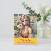 Schöne November Fee in Chrysanthema Postkarte (Stehend Vorderseite)