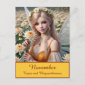 Schöne November Fee in Chrysanthema Postkarte (Vorderseite)