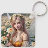 Schöne November Fee in Chrysanthema Schlüsselanhänger (Rückseite)