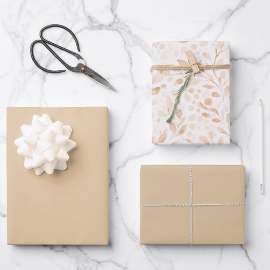 Schöne Nuance von Warmgold Geschenkpapier Set (Vorderseite)