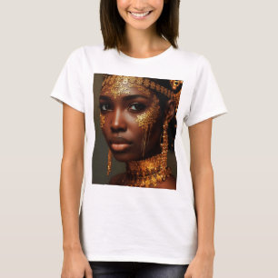 Schöne nubische Göttin in Gold T-Shirt