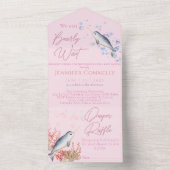 Schöne Ocean Narwhal Muscheln Bläschen Baby Dusche All In One Einladung (Innen Boden)