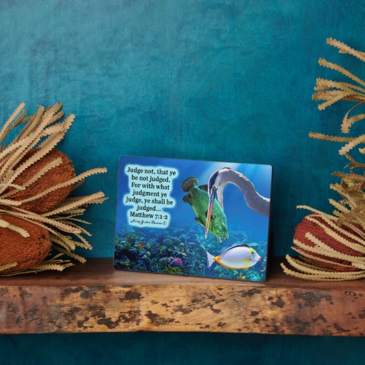 Schöne Ocean Scripture Plaque Matthew 7:1-2 Fotoplatte (Seite)