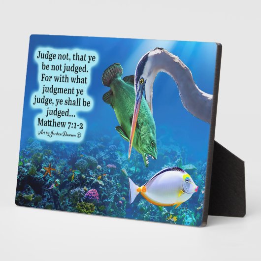 Schöne Ocean Scripture Plaque Matthew 7:1-2 Fotoplatte (Seite)