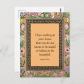 Schöne oder nützlich, Wlliam Morris Zitat, Post Postkarte (Vorne/Hinten)