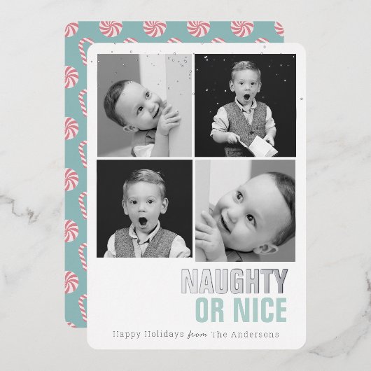 Schöne oder schöne 4 Fotos Foliday Card Folieneinladung (Vorderseite/Rückseite)