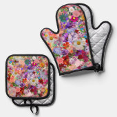 schöne Ofenhandschuh und Halterung & Topflappen-Set (Vorderseite/Rückseite)
