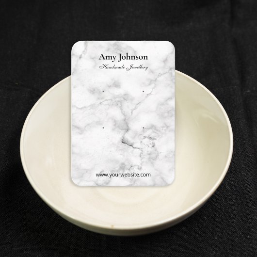 Schöne Ohrringe aus weißem Marmor Display Cards Visitenkarte