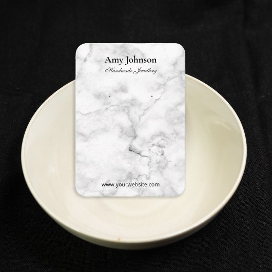 Schöne Ohrringe aus weißem Marmor Display Cards Visitenkarte
