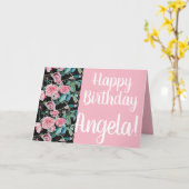 Schöne Old Pink Roses Happy Birthday Card Karte (Gelbe Blume)