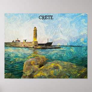 Schöne Ölfarbe Kreta Griechenland Poster