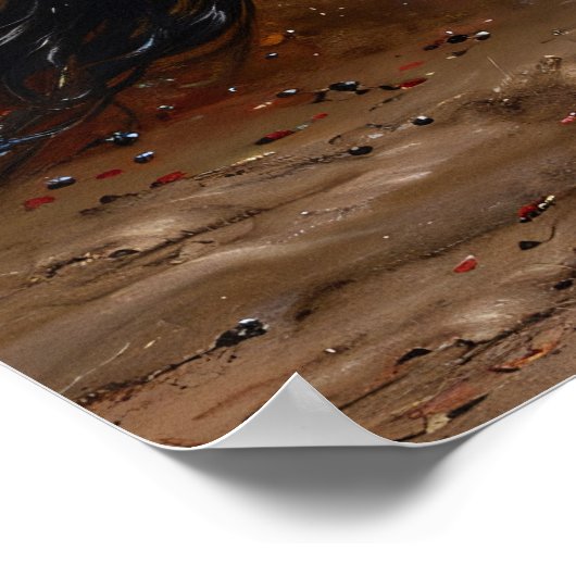 Schöne Ölgemälde für das Schwarze Pferd Poster (Ecke)