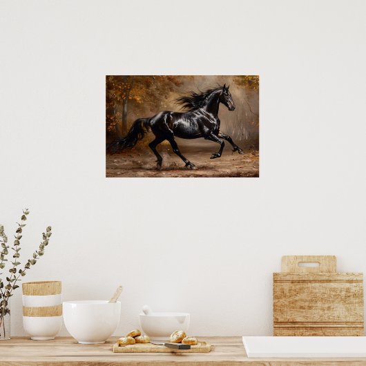 Schöne Ölgemälde für das Schwarze Pferd Poster (Küche)