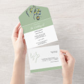 Schöne Olive Zweigstelle Watercolor All In One Einladung (Abreißtisch)