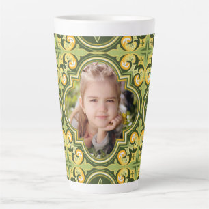 Schöne Oliven- und gelbe Azulejos, individuelles F Milchtasse