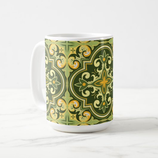 💚 💛 Schöne Oliven- und gelbe Azulejos  Kaffeetasse (Vorderseite Links)